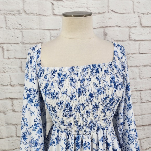 Coquette Milkmaid Dress Maxi Cottage French Floral Tiered Dainty Romantic Medium - Picture 6 of 8